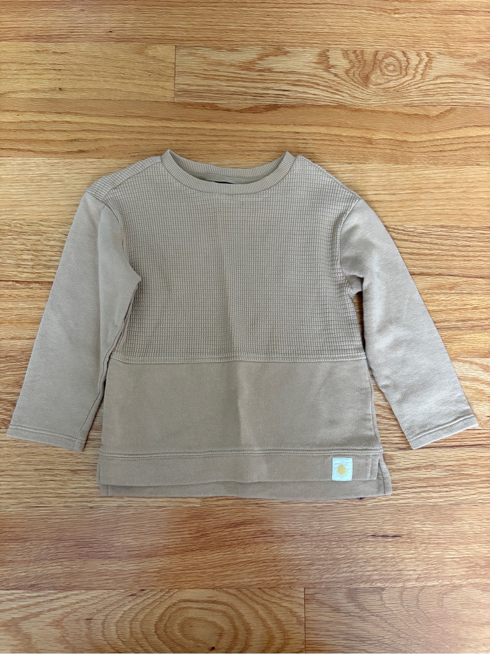 Art Class Kids Waffle-Knit Long-Sleeve Top in Tan
